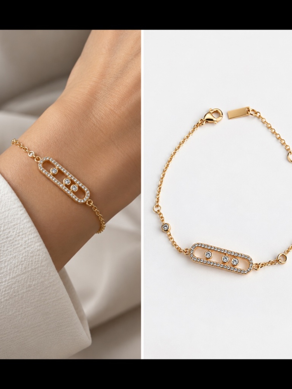 Gold-Plated 925 Sterling Silver Crystal Bracelet